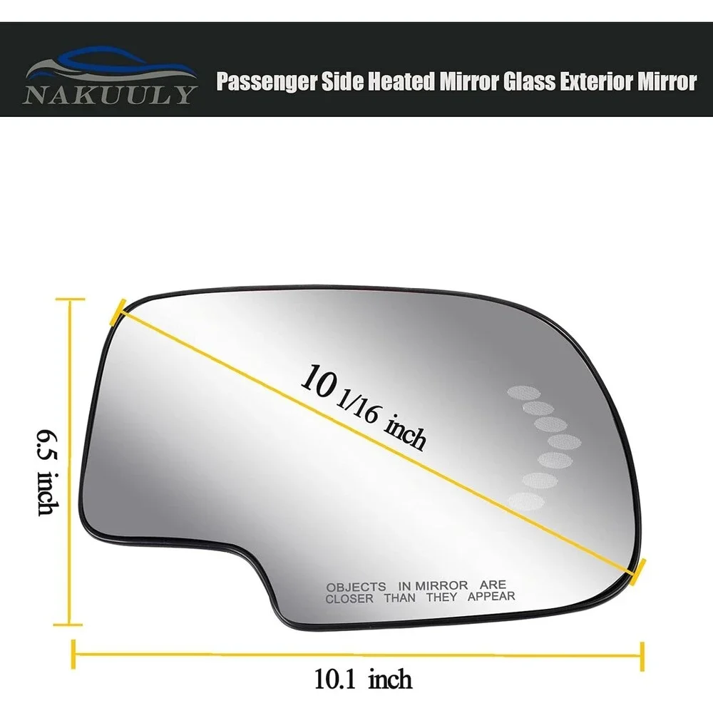 Passenger Side Heated Mirror Glass Compatible with 2003-2007 Chevy Silverado